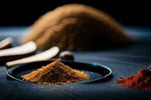 spices and spices on a black table. AI-Generated photo