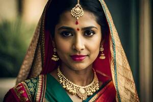 a beautiful indian bride in traditional attire. AI-Generated photo