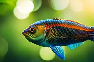 a fish with bright blue and orange colors. AI-Generated photo