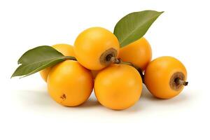 loquat fruit isolated on white background AI Generated photo