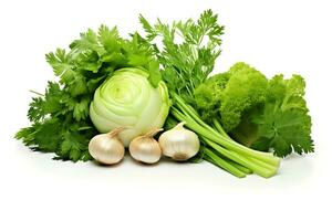 Herbs vegetable isolated on white background AI Generated photo