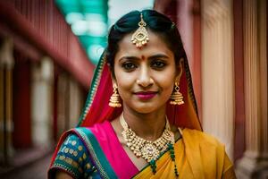 a woman in traditional indian attire. AI-Generated photo