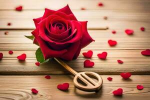 the rose is the symbol of love and romance, and the key is the symbol of love and. AI-Generated photo