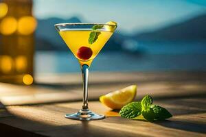 cocktail on the deck. AI-Generated photo