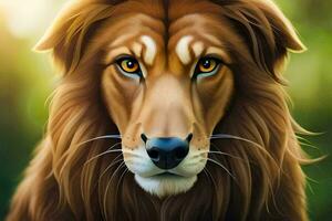 a digital painting of a lion. AI-Generated photo