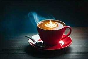 a cup of coffee with a flame. AI-Generated photo