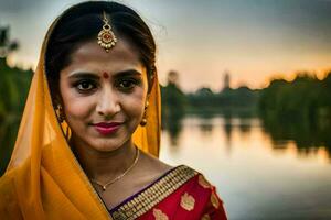 a beautiful indian woman in traditional attire. AI-Generated photo