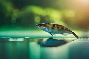 un pescado es nadando en el agua. generado por ai foto