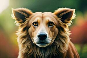 a dog is shown in a painting with a green background. AI-Generated photo