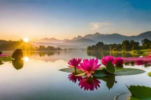 the lotus flower is a symbol of peace and harmony. AI-Generated photo