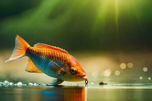 photo wallpaper fish, the sun, water, light, fish, the sun, water, light. AI-Generated