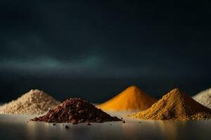 a variety of spices are shown in a row. AI-Generated photo