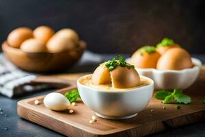 eggs in a bowl with parsley and parsley. AI-Generated photo