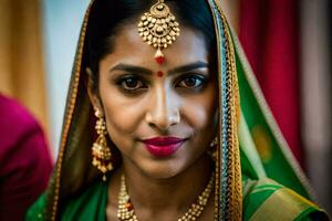 a beautiful indian bride in traditional attire. AI-Generated photo