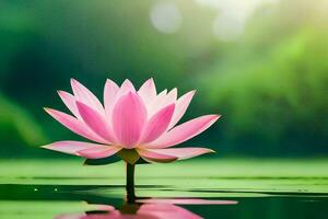 lotus flower in water with green background. AI-Generated photo