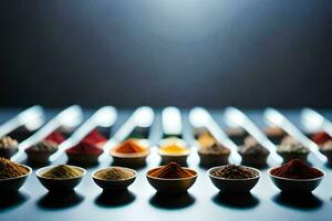 spices in bowls on a table. AI-Generated photo