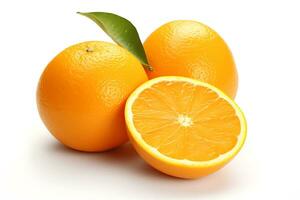 naranja Fruta aislado en blanco antecedentes ai generado foto