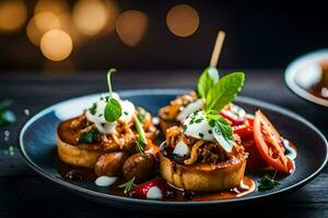 food on a plate with a fork. AI-Generated photo