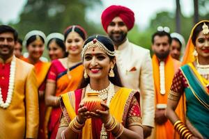 indio Boda en India. generado por ai foto