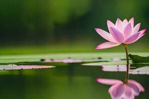 un rosado loto flor es flotante en el agua. generado por ai foto