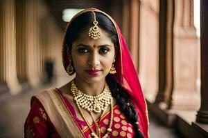 a beautiful indian bride in traditional attire. AI-Generated photo