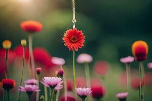 foto fondo de pantalla el sol, flores, el campo, el sol, el flores, el campo,. generado por ai