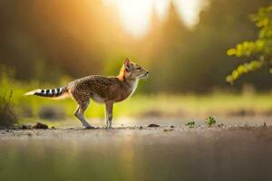 a fox standing in the middle of a field. AI-Generated photo