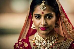 a beautiful indian bride in traditional attire. AI-Generated photo