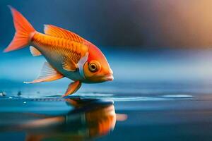 un pescado es nadando en el agua. generado por ai foto