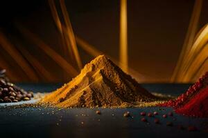 three different types of spices are shown. AI-Generated photo