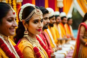 indio Boda ceremonia en India. generado por ai foto