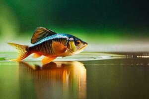 un pescado es nadando en el agua. generado por ai foto