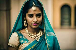 a beautiful indian woman in traditional attire. AI-Generated photo