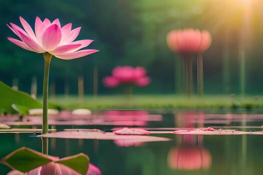 loto flor en el agua. generado por ai foto