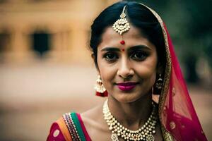 a beautiful indian bride in traditional attire. AI-Generated photo