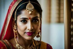 a beautiful indian bride in traditional attire. AI-Generated photo