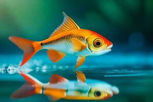 a fish is reflected in the water. AI-Generated photo