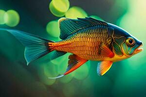 a fish with bright colors swimming in the water. AI-Generated photo