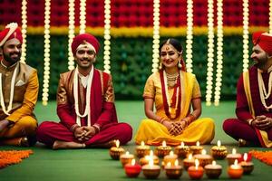 indio Boda ceremonia en Bombay. generado por ai foto