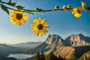 sunflowers in the mountains. AI-Generated photo