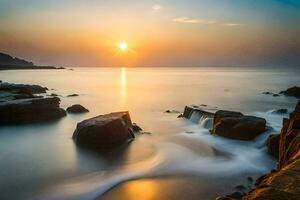 el Dom sube terminado el Oceano y rocas generado por ai foto