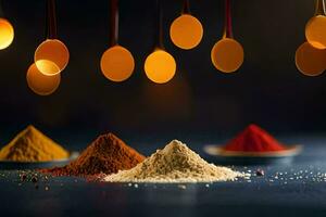 spices and spices on a table. AI-Generated photo