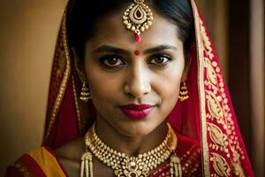 a beautiful indian bride in traditional attire. AI-Generated photo