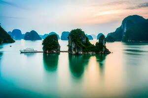 the beautiful landscape of halong bay. AI-Generated photo