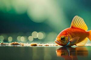 a fish is standing on the water with its head down. AI-Generated photo