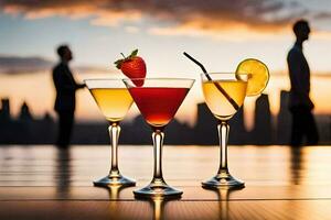 cocktails on the rooftop bar. AI-Generated photo