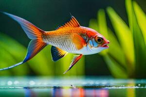a fish with bright orange and blue fins. AI-Generated photo