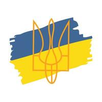 Emblem of Ukraine on the background of yellow and blue flag on white background, Vector illustration