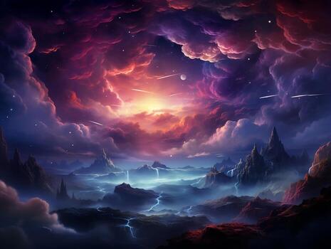 Beautiful space and nebula wallpaper AI Generative photo