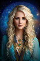 Beautiful Woman With Long Hair. Ai Generated photo